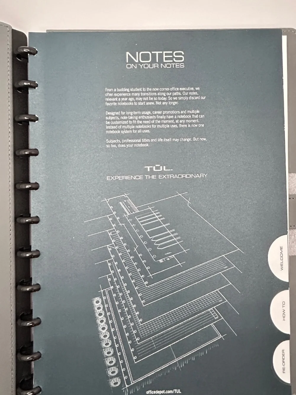 Discbound Gray Leather Letter Notebook with 60 Sheets premium stock paper+ Bonus